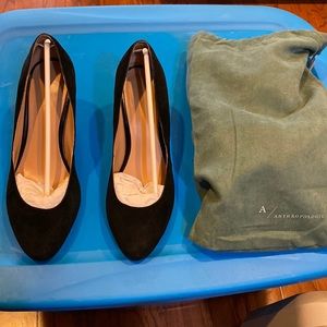 Black Anthropologie suede heels size 7.5